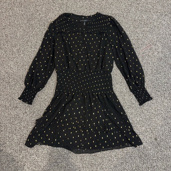 White House Black Market Black Dress with Gold Accents - Picture 2 of 7